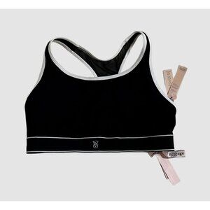 NWT Victoria's Secret Sport Bra Size Large Medium Support Black with white trim